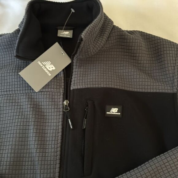 New Balance Jacket Mens Small Gray Fleece Zip Pocket - Picture 2 of 3